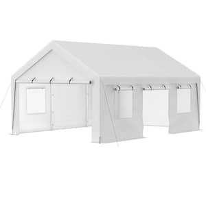 13 ft. x 20 ft. Outdoor White Roof Canopy Tent Temporary Steel Carport with Removable Sidewalls