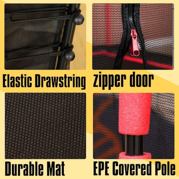 Kids Trampoline with Safety Net, Indoor/Outdoor Toddler Trampoline with Enclosure, Perfect Gift for Ages 3-10, Red
