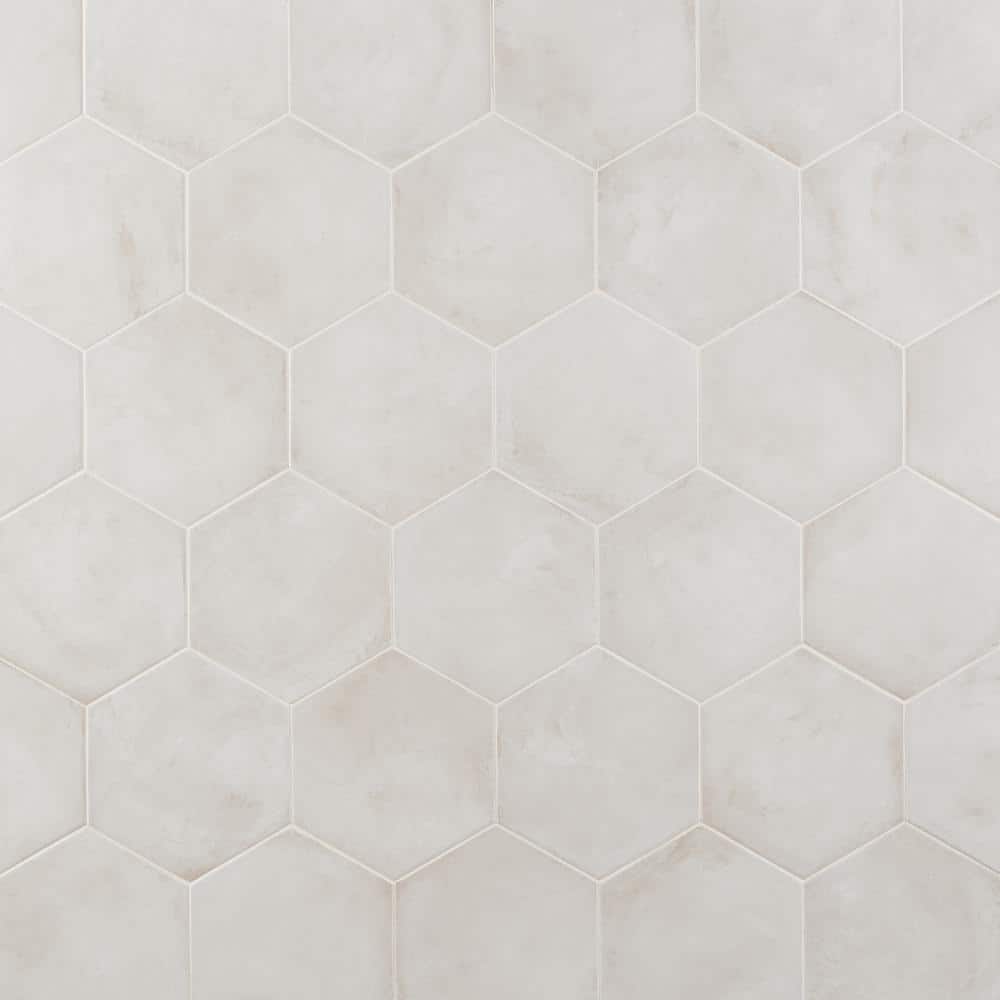 Bianco Matte Hexagonal Porcelain Floor and Wall Tile 8.5 x 9.84 Inch
