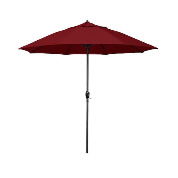 California Umbrella 7.5 ft. Bronze Aluminum Market Patio Umbrella with Fiberglass Ribs and Auto Tilt in Spectrum Ruby Sunbrella
