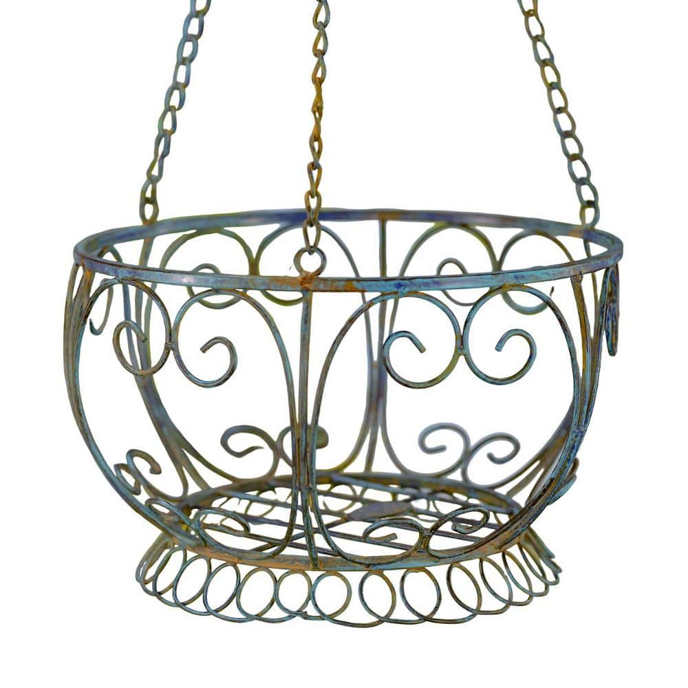 Zaer Ltd. International Set of 2 Iron Hanging Basket Planters in ...