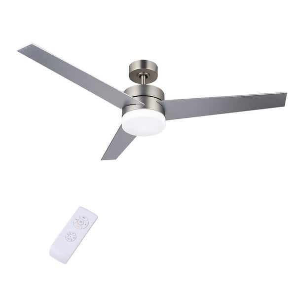 Merra 52 in. LED Indoor Brushed Nickel Ceiling Fan with Light Kit and Remote Control