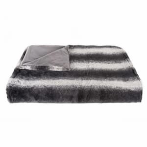 Josephine Irving Charcoal/White Contemporary Polyester Throw Blanket