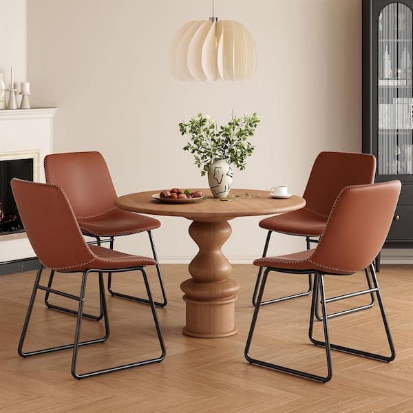 Lirago Dark Brown Waterproof Faux Leather Dining Chair (Set of 4)