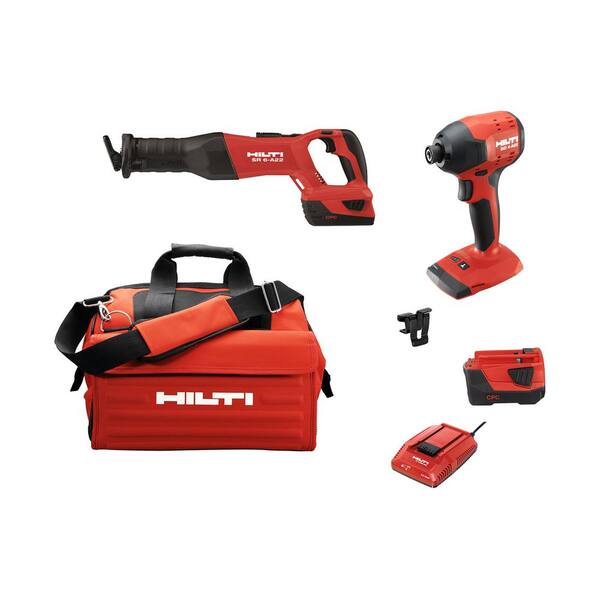 Hilti 22 Volt Li-Ion Cordless Advanced Compact Combo Kit (2 Tools), SID 4 Impact Driver / SR 6-A22 Brushless Reciprocating Saw