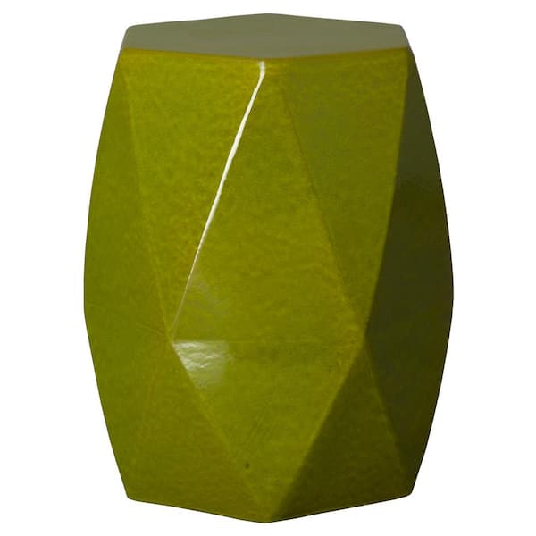 Emissary Brilliant Matrix 22 in. H Green Hexagon Ceramic Garden Stool