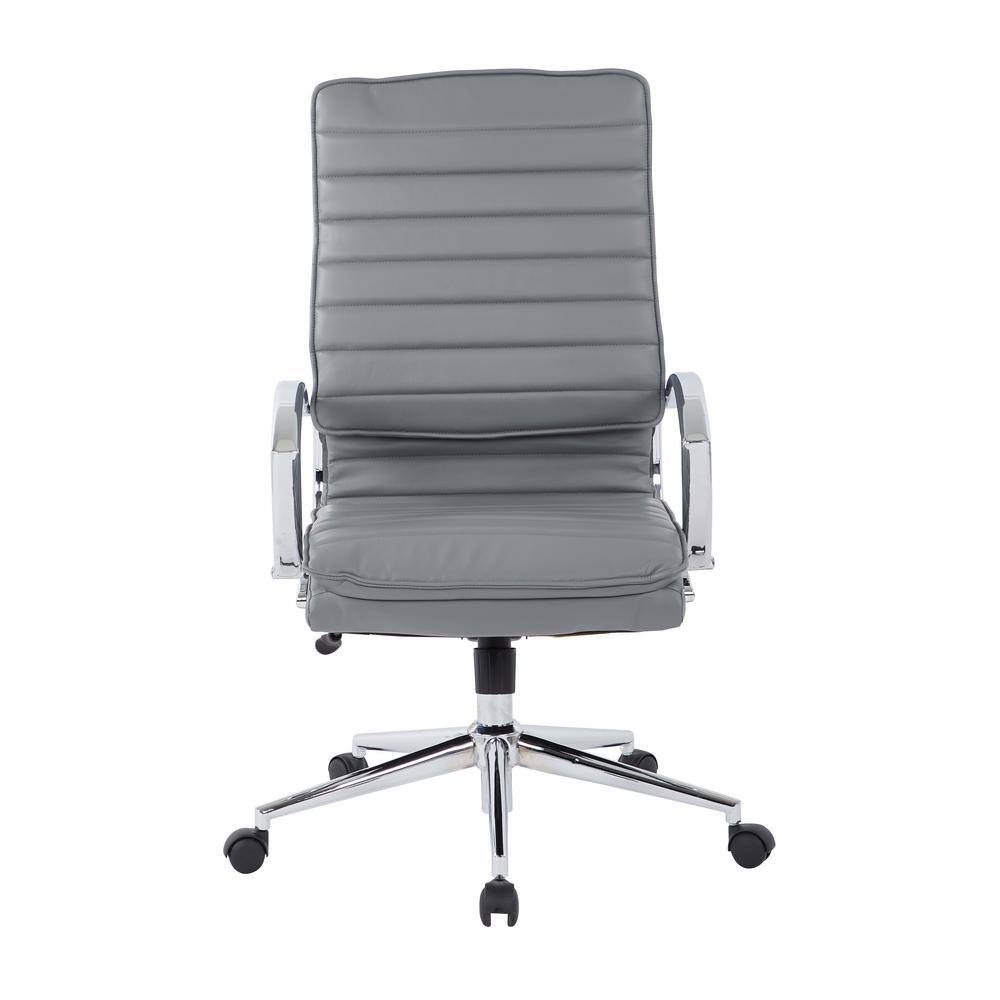 Charcoal High Back Executive Leather Swivel Chair with Metal Accents