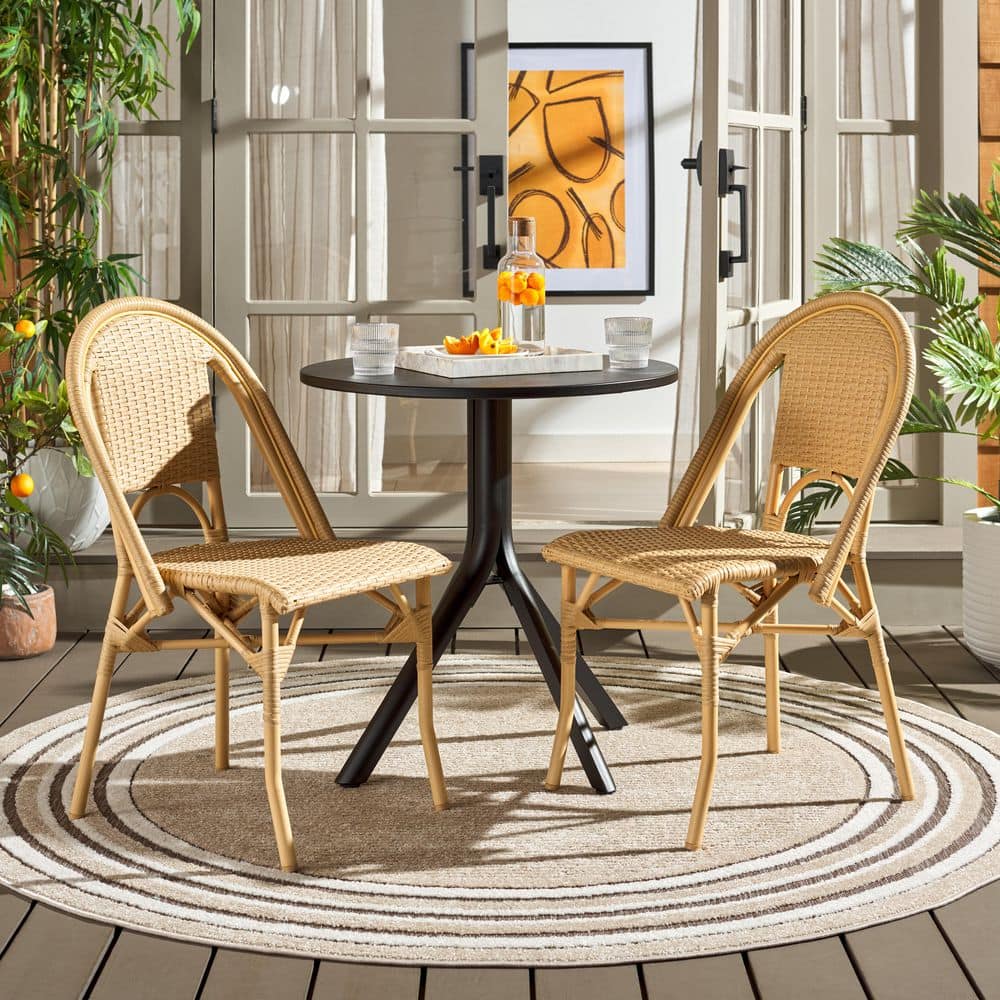 SAFAVIEH Torino Metal Outdoor Dining Chair in Natural Set of 2