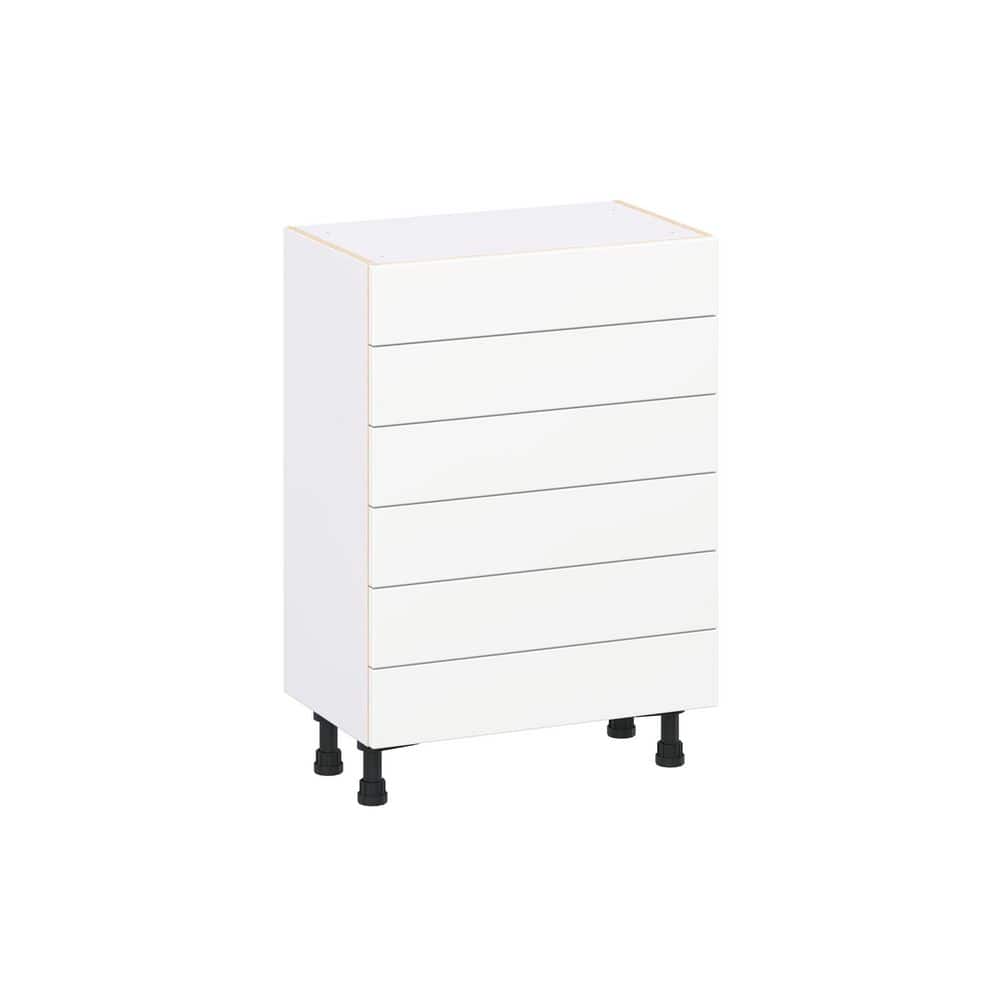Timberline 24 in. W x 14 in. D x 34.5 in. H Assembled Slab Drawer Base Kitchen Cabinet in Bright White with 6-Drawers price history on PriceWatchPro