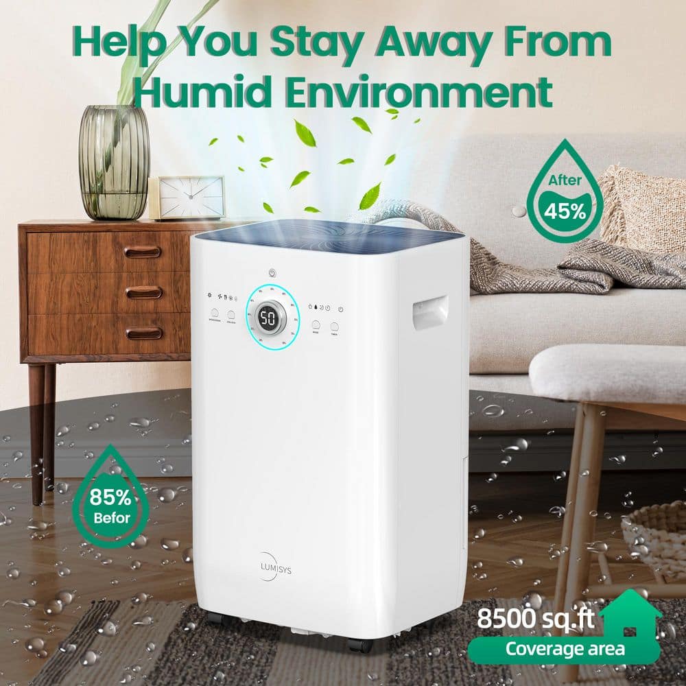 125 Pt White Commercial Dehumidifier with Pump and Auto Defrost