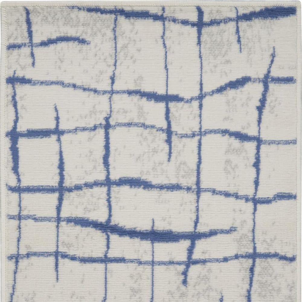 7' X 10' Ivory and Blue Floral Medallion Distressed Non Skid Area Rug price history on PriceWatchPro