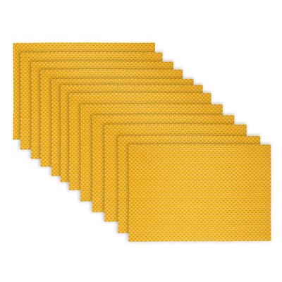 19 in. x 13 in. Lemon Reversible Indoor Outdoor Tonal Placemats PVC and Polyester Blend (Set of 12)