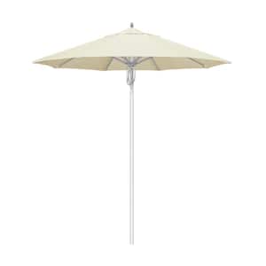 7.5 ft. Silver Aluminum Commercial Market Patio Umbrella Fiberglass Ribs and Pulley Lift in Canvas Sunbrella