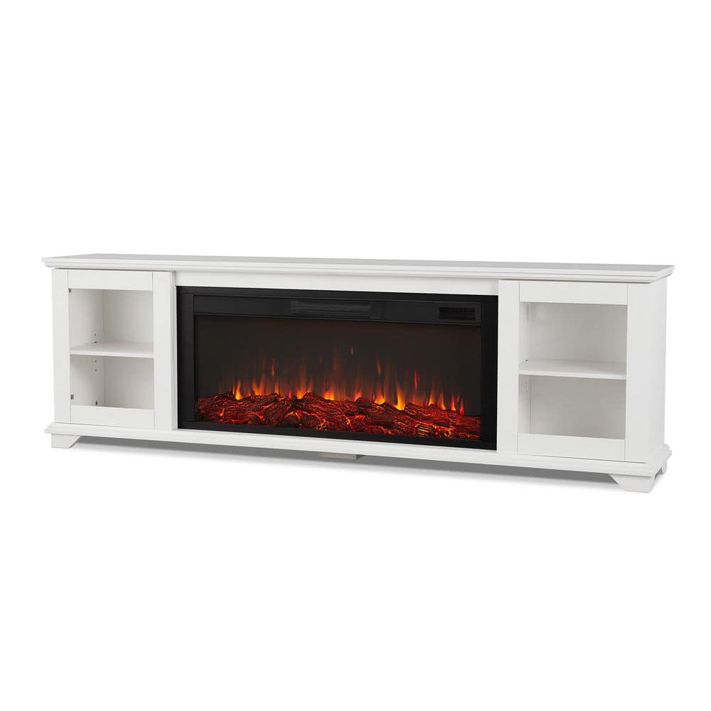 Benjamin 81 in. Freestanding Wood Electric Fireplace TV Stand in White price history on PriceWatchPro