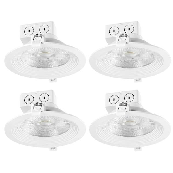 Globe Electric 6 in. White New Construction and Remodel Integrated LED Recessed Lighting Kit (4-Pack)