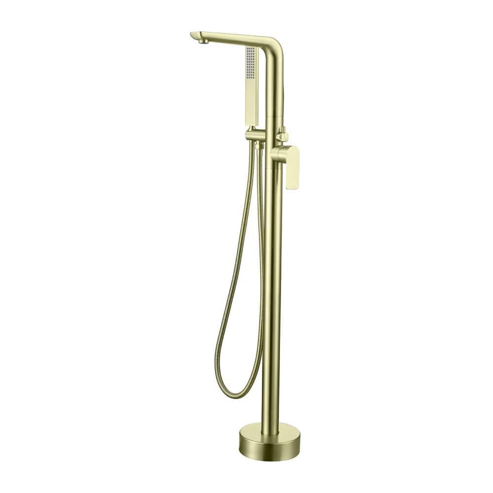 Brushed Gold Freestanding Bathtub Faucet with Hand Shower