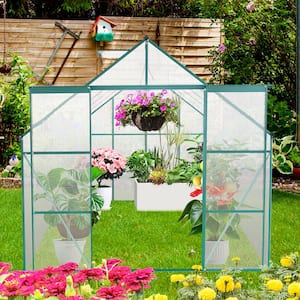 94.50 in. W x 121.25 in. D x 89.50 in. H Walk-in Aluminum Green Greenhouse with Double Door and Vents