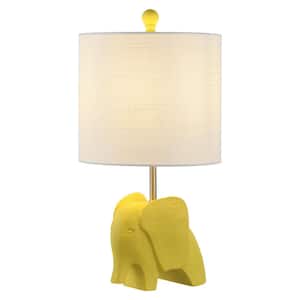 Koda 17.5 in. Eclectic Southwestern Resin/Iron Elephant LED Kids Table Lamp, Yellow