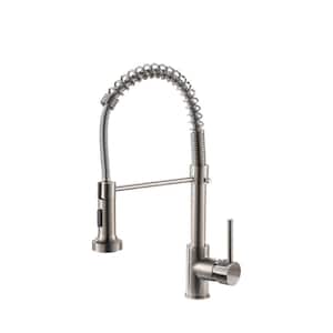 Single Handle Pull Down Sprayer Kitchen Faucet with Dual Function Sprayhead and 360° Rotation in Brushed Nickel