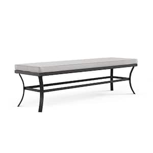 Sintra 58 in. Steel Outdoor Bench with Gray Cushion