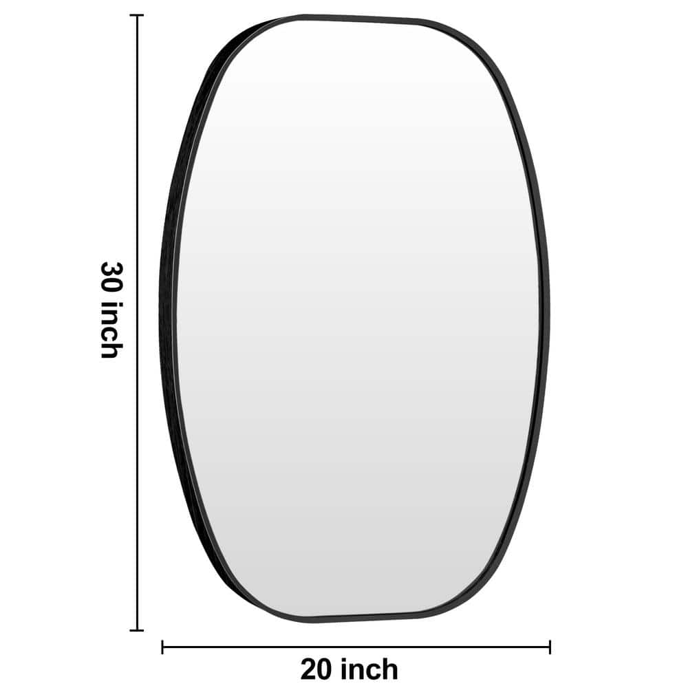 20x30 Inch Black Oval Metal Framed Decorative Mirror
