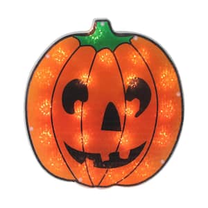 13 in. Lighted Jack O' Lantern Pumpkin Halloween Window Silhouette Decoration