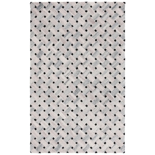 Genre 6 ft. x 9 ft. Gray/Brown Spotted Lattice Area Rug