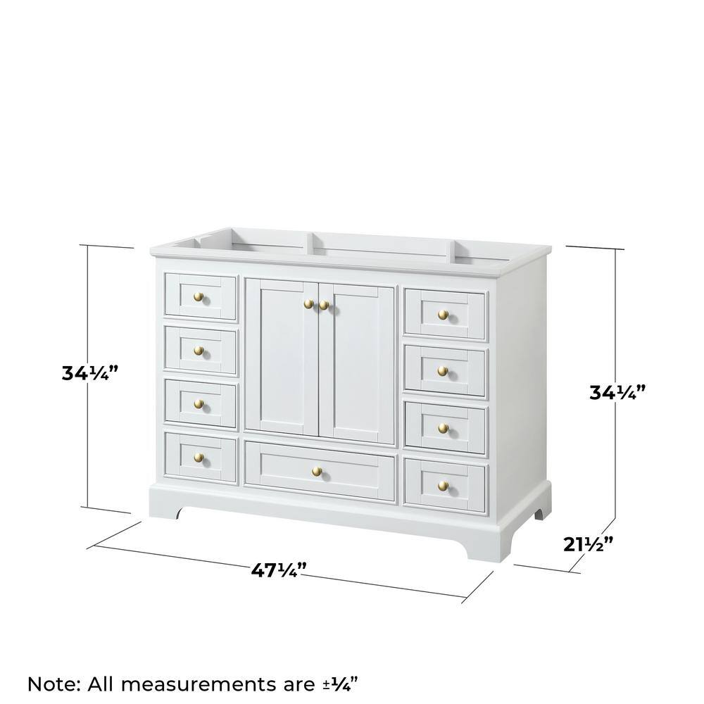 Deborah White and Gold Trim Bath Vanity Cabinet with Mirror