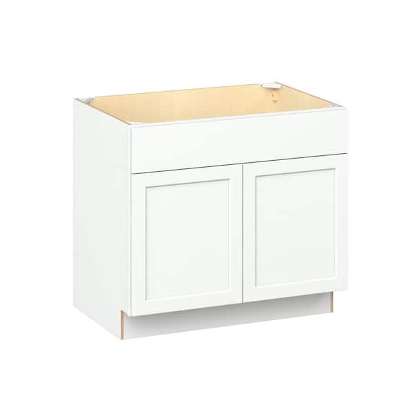 Emerson Pure White ADA Removable Front Sink Base Ready to Assemble Kitchen Cabinet (36 in. W x 32.5 in. H x 24-in. D)