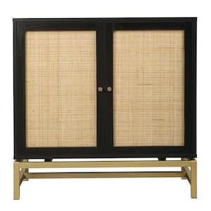 31.50 in. W x 15.75 in. D x 31.50 in. H 2-Door Black Linen Cabinet with 1-Adjustable Inner Shelves