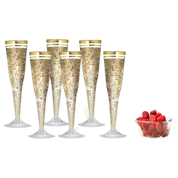 Helen Champagne Glasses, 24K Gold, Set of 6 - Glazze Crystal Glassware