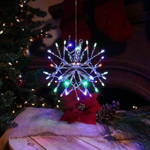 10 in. Tall Christmas Snowflake Ornament with Multi-Color LED Lights, Multi-Colored
