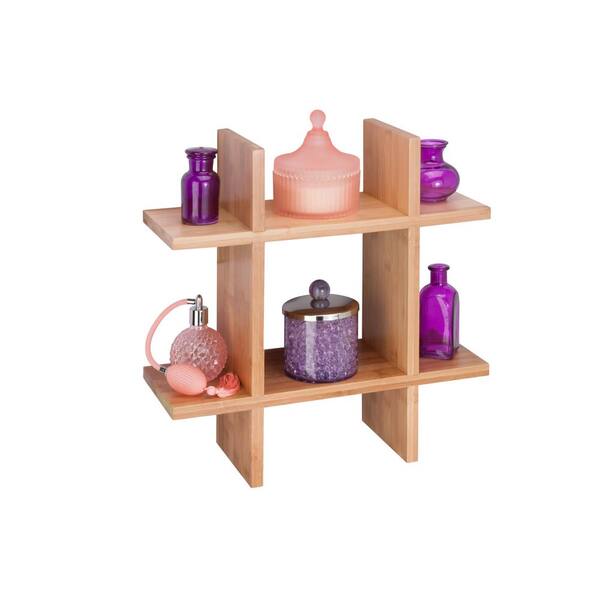 Honey-Can-Do 15.75 in. L x 5.9 in. W Grid-Shaped Decorative Wall Shelf in Bamboo