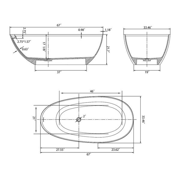 Genoa 59.04 in. Acrylic Flatbottom Non-Whirlpool Freestanding Bathtub in Glossy White Genoa 59.04 in. Acrylic Flatbottom Non-Whirlpool Freestanding Bathtub in Glossy White