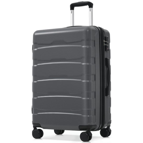 26.2 in. Gray ABS Hardside Luggage Double Spinner Expandable Suitcase with 3-Digit TSA Lock, 3-Step Telescoping Handle