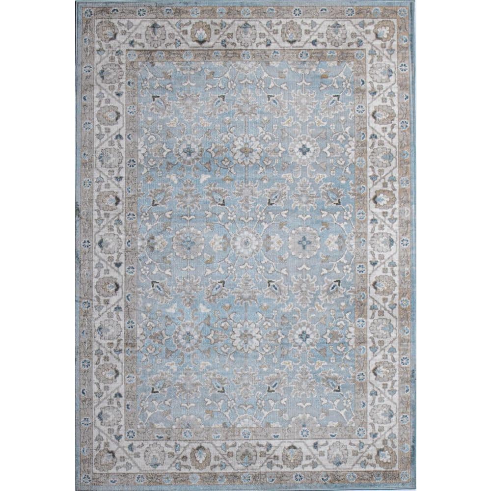 Ashland Light Blue 5 ft. x 8 ft. (5 ft. x 7 ft. 6 in.) Floral Transitional 