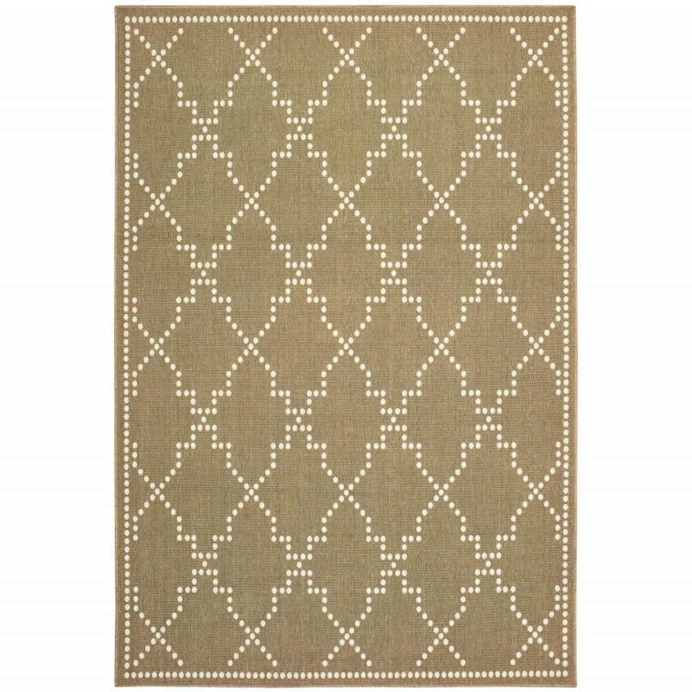 HomeRoots Tan 7 ft. x 10 ft. Loomed Geometric Polypropylene Rectangle ...