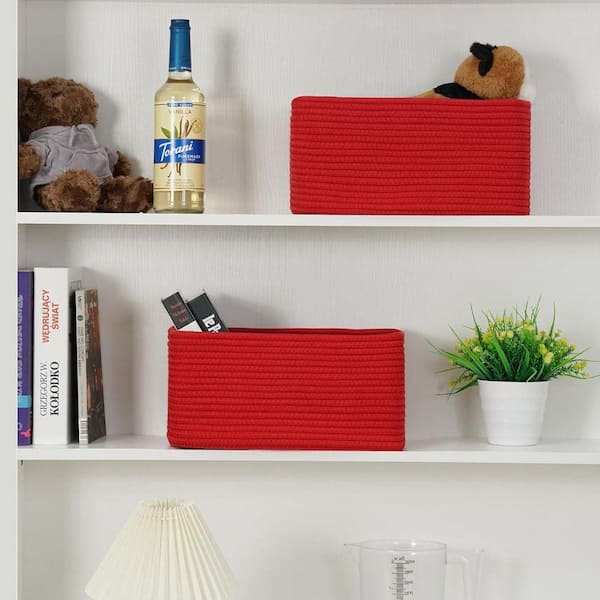 3-Pack Christmas Red Woven Storage Baskets with Handles (11.8×7.8