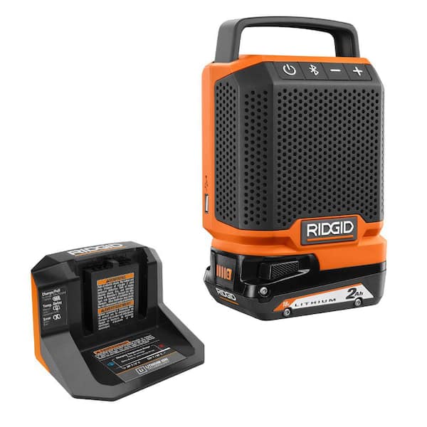 RIDGID 18V Cordless Mini Bluetooth shops Radio with Radio App with 18V 2.0 Ah Lithium-