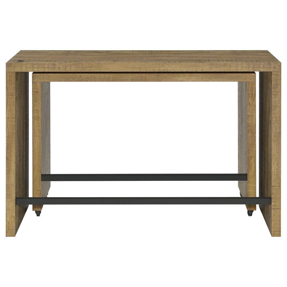 Mango Brown Industrial Rectangular Pub Table Set with 2 Chairs