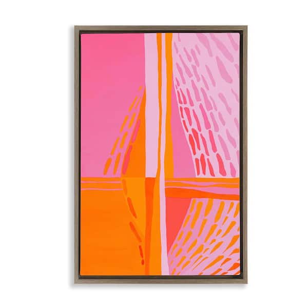 Stupell Industries Centric Orange and Pink by Incado Brown Floater Frame Abstract Graphic Art Print 25 in. x 17 in.