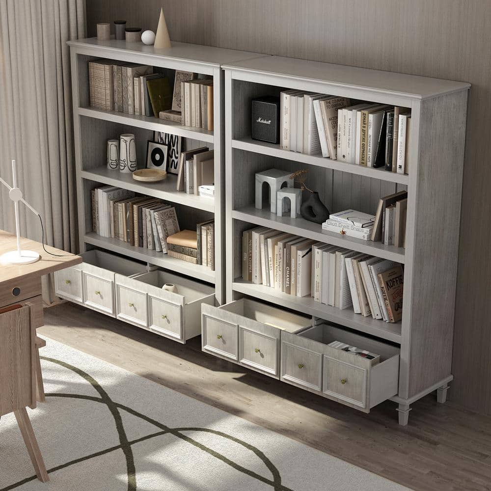 Light Gray MDF 3-Tier Accent Cabinet with Drawers