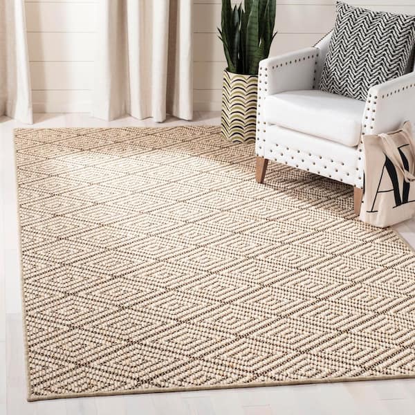 Palm Beach 7 ft. x 10 ft. Beige/Brown Diamond Swirl Area Rug