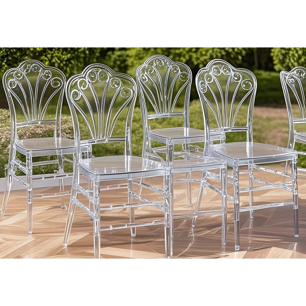Transparent Plastic Welding Chair Outdoor Dining Chair (Set of 4)