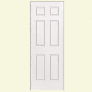 36 in. x 80 in. 6-Panel Left-Handed Hollow-Core Smooth Primed Composite Single Prehung Interior Door