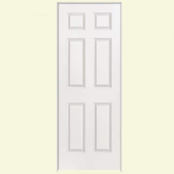 Masonite 36 in. x 80 in. 6-Panel Left-Handed Hollow-Core Smooth Primed Composite Single Prehung Interior Door