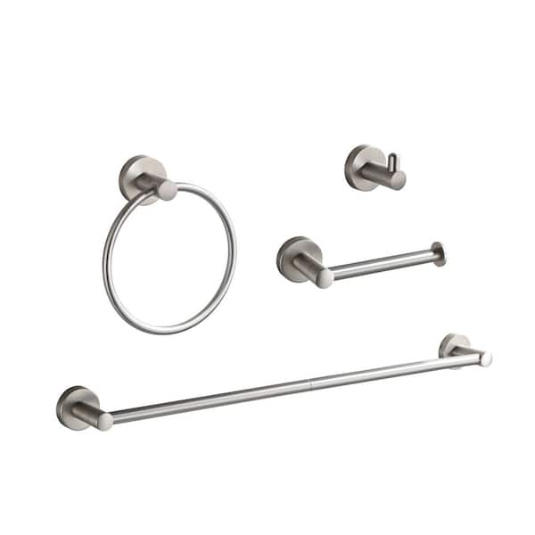 4 Pieces Zinc Alloy 24 in. Bathroom Accessory Set Bathroom Towel Rack Adjustable Bathroom Hardware Set in Brushed Nickel