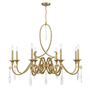 Fairchild 8-Light Warm Brass Chandelier with Faux Rock Drop Crystals