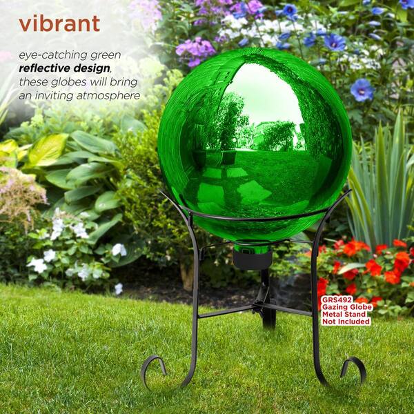 Alpine Corporation - 10 in. Diameter Indoor/Outdoor Glass Yard Decoration, Gazing Ball Green