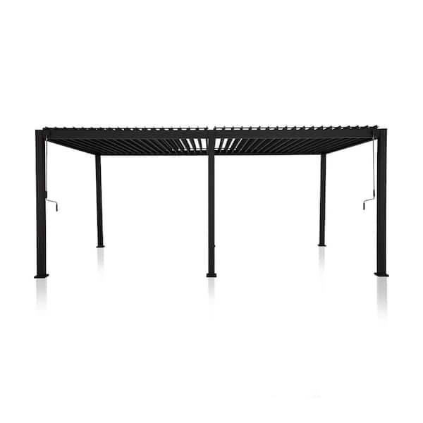 10 ft. x 19 ft. Black Aluminum Frame and Steel Louvers Pergolas